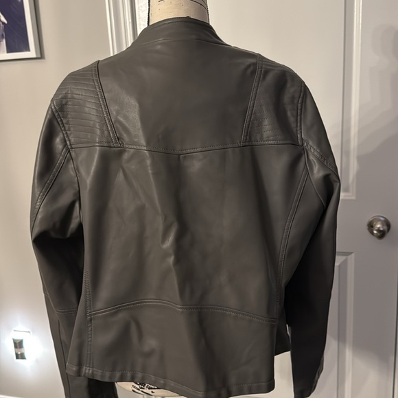 gray faux leather moto jacket - Picture 2 of 3